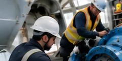 Technicians servicing a gearbox